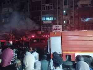 حريق يمسك في محل أحذية وشقه سكنيه في الورديان بالإسكندرية