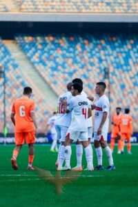 احتفال لاعبين الزمالك بالهدف الثاني 