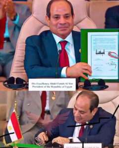 الرئيس عبد الفتاح السيسي يوقع علي إتفاقية السلام 